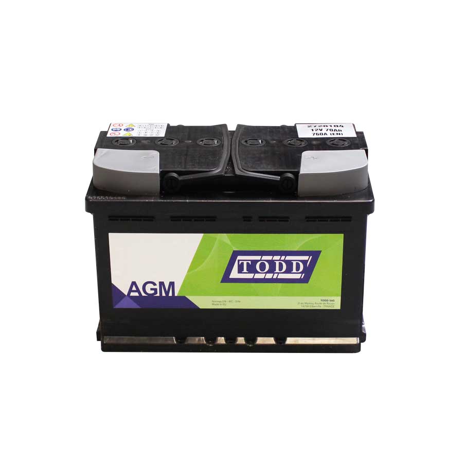 Accessoire auto : STECO - Batterie voiture 12V Start & Stop AGM L3 70AH  760A (n°103) pas cher 23101043