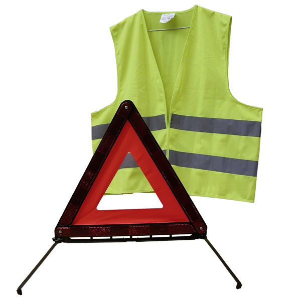 Kit sécurité routière : triangle et gilet fluorescent CE - Ref : 2970500