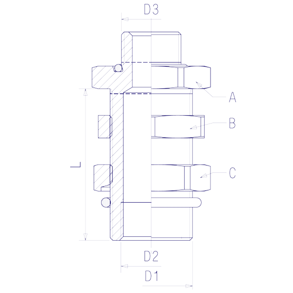 Traversée de cloison 16x1,5 D22, raccord pour circuit air comprimé PL