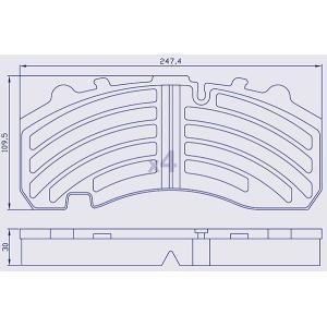 4 Plaquettes de frein arrière pour REMORQUE,BPW, KNORR - Ref : 0980106450