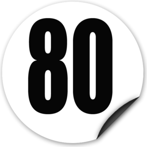 Disque limitation de vitesse 80 km/h adhésif - 200mm, HOMOLOGUÉ