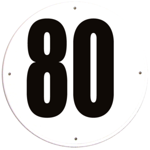Disque limitation de vitesse 80 km/h PVC - diamètre 200mm, HOMOLOGUÉ