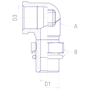 Coude mâle/femelle complet, raccord pour circuit air comprimé PL
