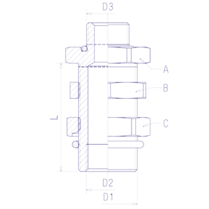 Traversée de cloison 16x1,5 D22, raccord pour circuit air comprimé PL